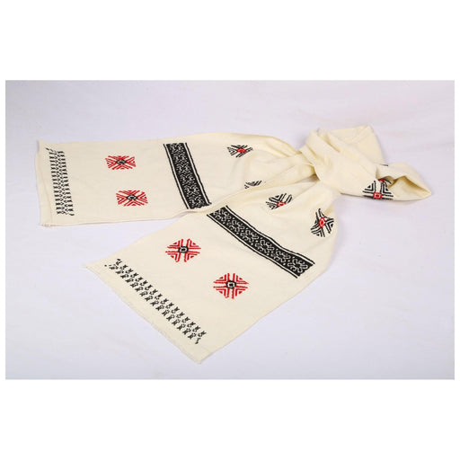 Pukhoor (local name) , Nilgiri tribal embroidery,  Tudas, Tudavans, Todar, muffler, handmade muffler, scarf, handmade scarf, 