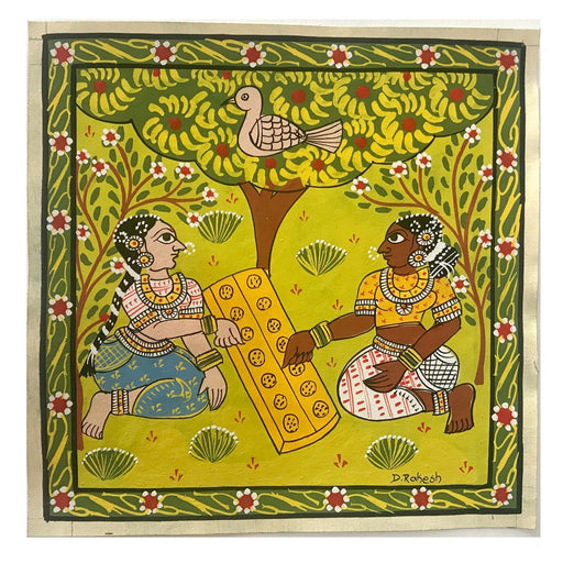Nakashi, village, scroll, ,Telangana, , board game, painting,  warangal, Telangana art, traditional art, pallanguzhi art, Kuzhipara art, Mancala art, 