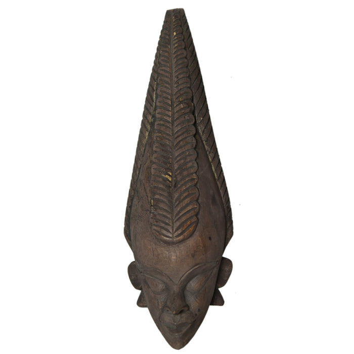 Tribal with Conical Head Wooden Gambhira Wall Hanging