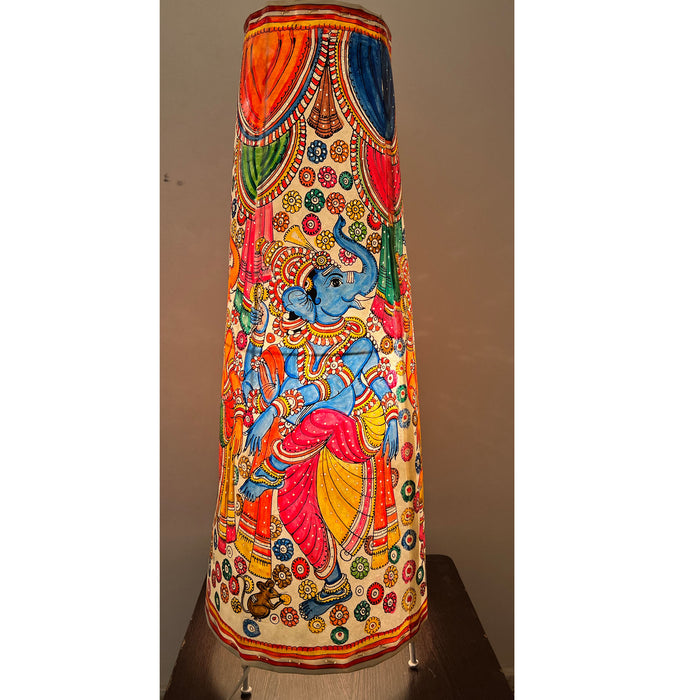 Multicolor Dancing Ganesha Handpainted Leather Puppetry Lampshade