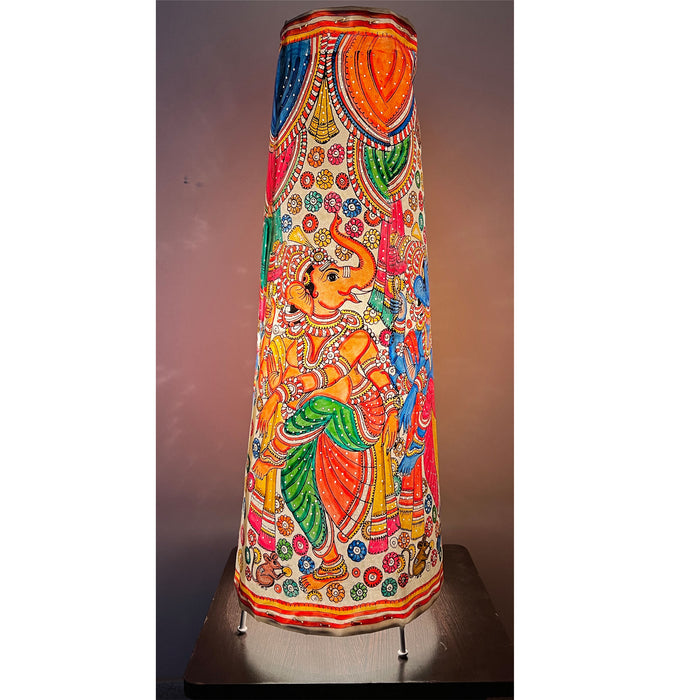 Multicolor Dancing Ganesha Handpainted Leather Puppetry Lampshade