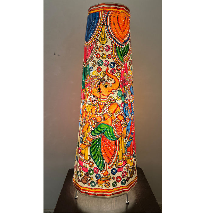 Multicolor Dancing Ganesha Handpainted Leather Puppetry Lampshade