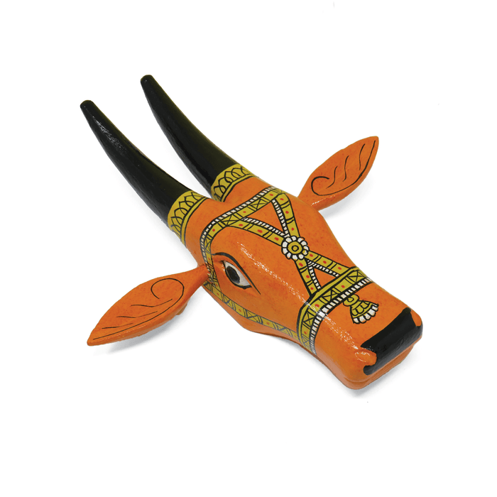 Handpainted Cheriyal Orange Colour Cow Face wall hanging