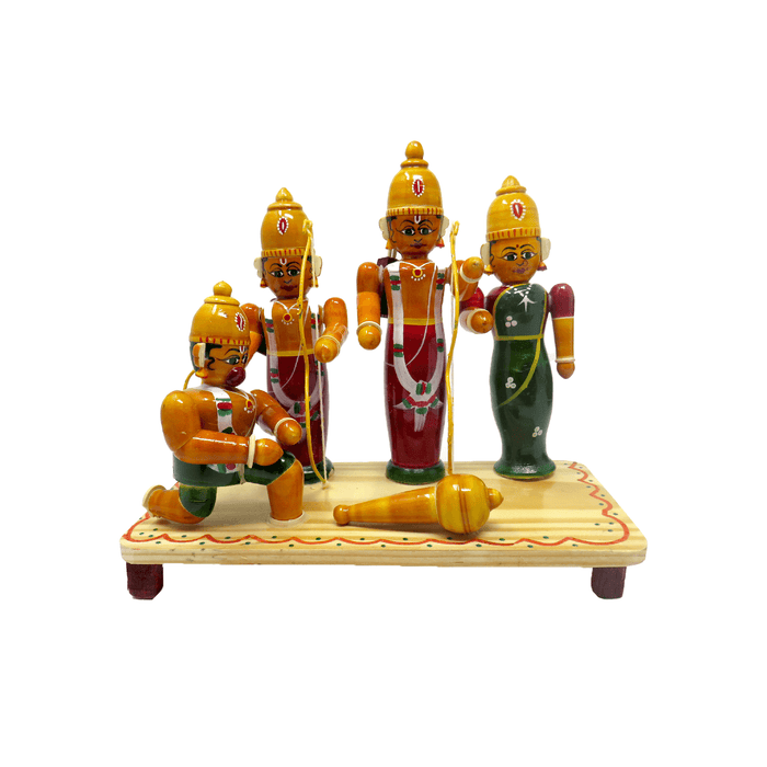 Etikoppaka wooden figurine of Rama, Sita, Lakshmana and Hanuman