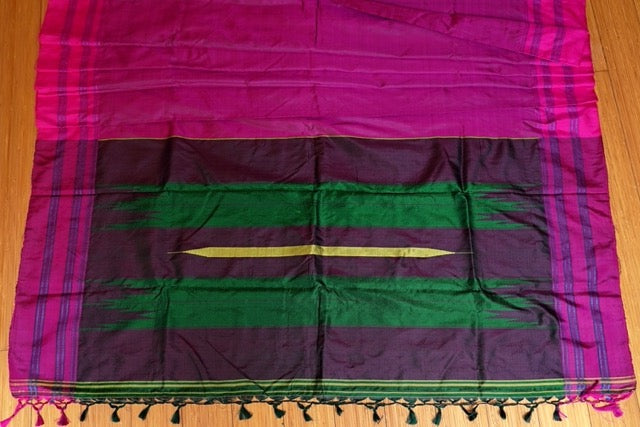 Violet Silk Ilkal saree with Purple Gayathri border