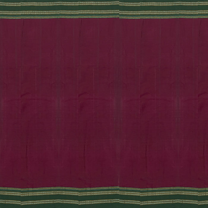 Dark Wine cotton ilkal saree with Dark Green Gayathri border