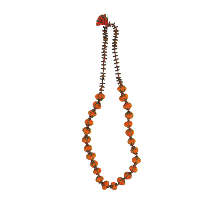 Handcrafted Patwa  Orange cotton thread beaded necklace