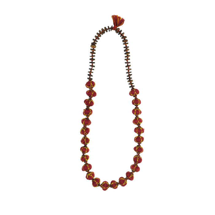 Handcrafted Patwa  Red cotton thread beaded necklace