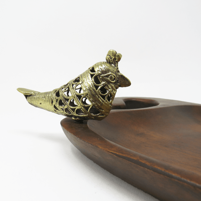 Dokra Handcrafted Serving Tray with Bird figurine