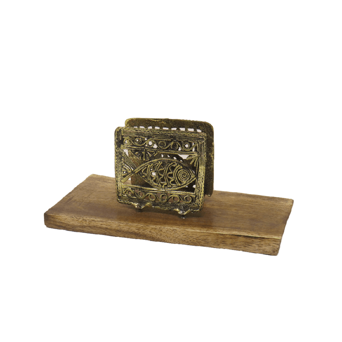Dokra Handcrafted Napkin Holder with Fish Motif