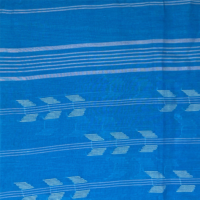 Blue Jamdani Cotton Dupatta with White Belpatha Motif