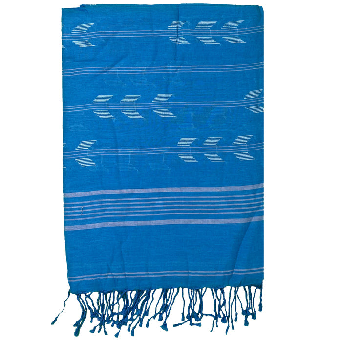 Blue Jamdani Cotton Dupatta with White Belpatha Motif