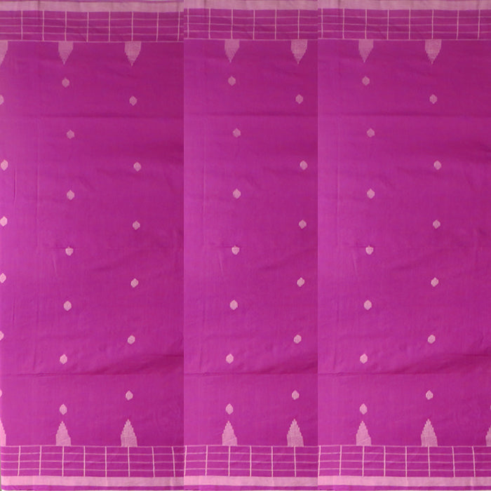 Purple Jamdani Cotton Saree with White Hati Motif