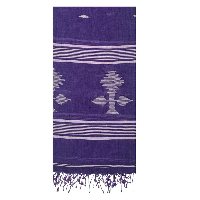 Purple Jamdani Dupatta with White Motif