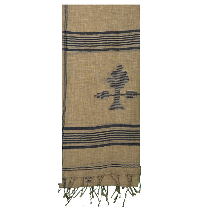 Dark Beige Jamdani Stole with Black Gach Tool Motif