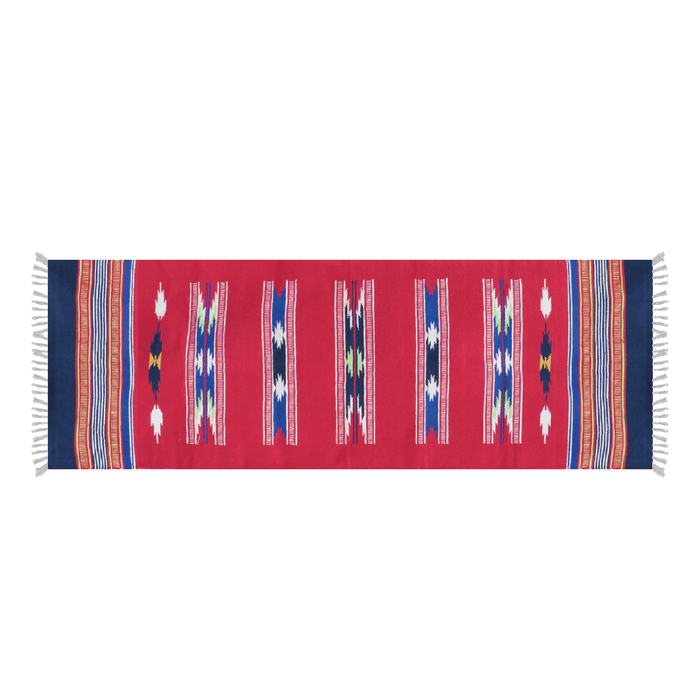 Red and Blue warangal handwoven cotton yoga mat