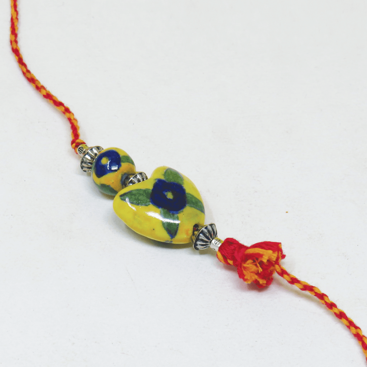 Patwa Threadwork Blue Pottery Beads Rakhi 09