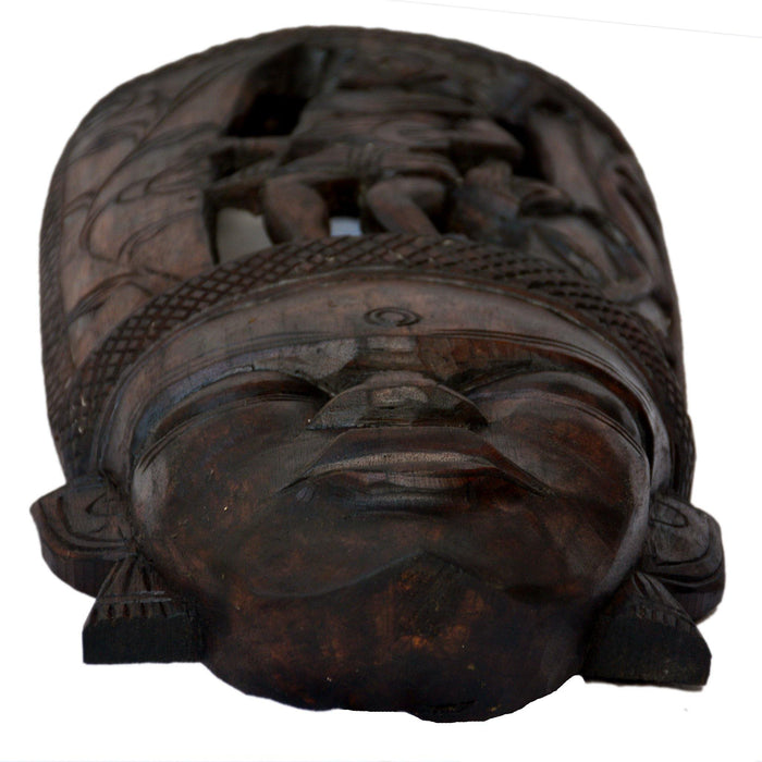 Female Musician Tribal Mask, mask with Madol, Gambhira mask, masks of west Bengal, Masks of Malda, masks from neem and fig trees,  home d̩cor, masks, handicraft, handmade, wood carving, made of wood, Tribal mask, Adivasi mask, 