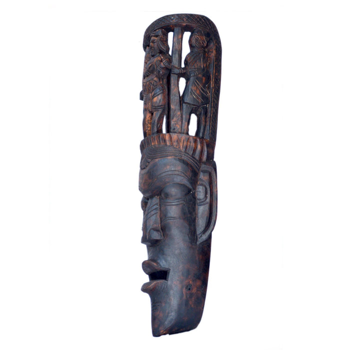 Tribal Musician Mask, mask with Dhamsa, Gambhira mask, masks of west Bengal, Masks of Malda, masks from neem and fig trees,  home d̩cor, masks, Traditional Indian Craft, handicraft, handmade, traditional Indian handicraft, wood carving, made of wood, Tribal mask, Adivasi mask, 