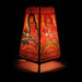 Multi colored Hand painted Leather Lamp Shade with Blue and Red Peacock Motif, Hand painted Lamp Shade with Blue and Red Peacock, Table lamp with Blue and Red Peacock motif, Hand painted Table Lamp, home d̩cor, table d̩cor, handicraft, handmade, tholu bomalatta, Nimmalakunta, 