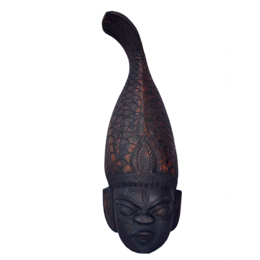 Female Tribal Mask, mask with Fish Crown, Gambhira mask, masks of west Bengal, Masks of Malda, masks from neem and fig trees,  home d̩cor, masks, handicraft, handmade,  wood carving, made of wood, Tribal mask, Adivasi mask, 