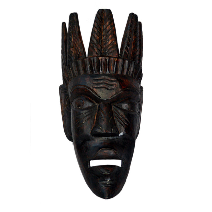 Tribal Mask, mask with Feather Crown, Gambhira mask, masks of west Bengal, Masks of Malda, masks from neem and fig trees,  home d̩cor, masks, handicraft, handmade,  wood carving, made of wood, Tribal mask, Adivasi mask,  