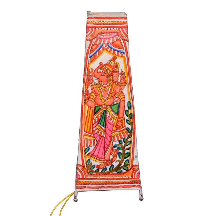 Multi colored Hand painted Leather Lamp Shade with Ganesha Motif, Hand painted Leather Lamp shade, Lamp Shade with Ganesha motif, Handpainted table lamp, Table lamp with Ganesha motif, home d̩cor, table d̩cor,  handicraft, handmade,  tholu bomalatta, Nimmalakunta,  