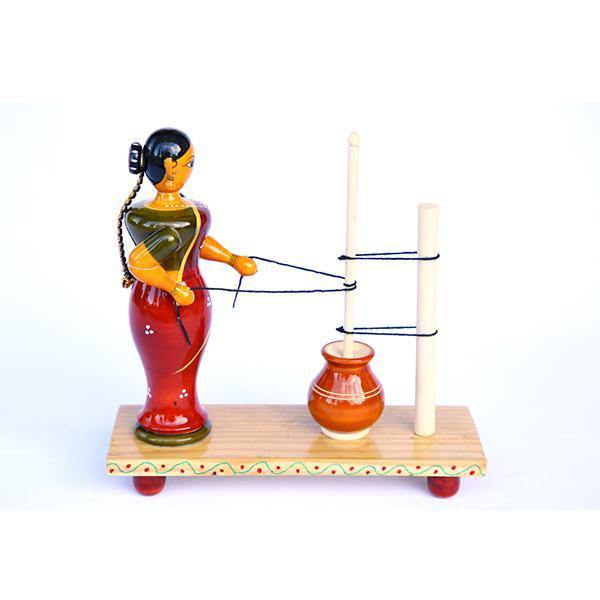 Figurine of Woman Churning Ghee - TVAMI