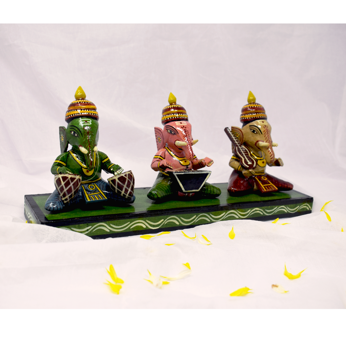 Kondapalli Wooden Ganesha Playing Instrument — TVAMI