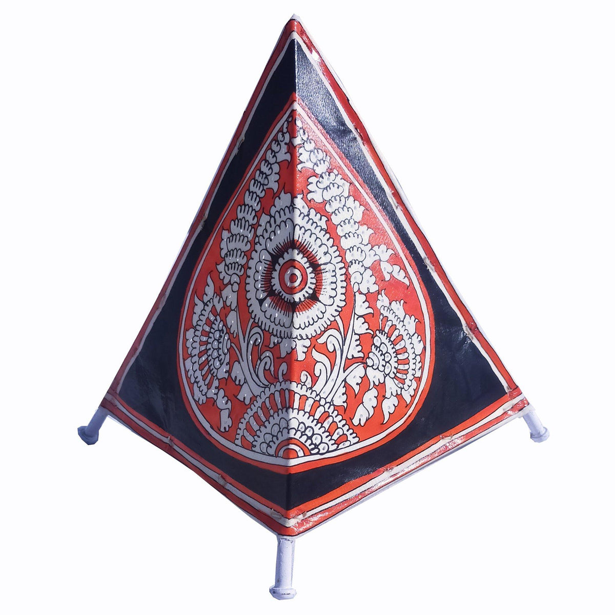 Triangular Lampshade Red and Black Hand-painted Triangular Leather Lampshade — TVAMI