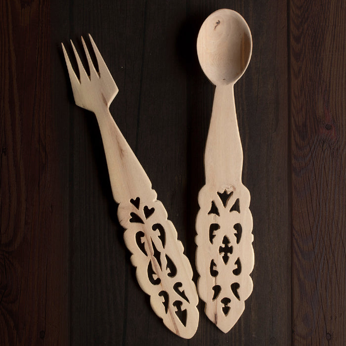 Udayagiri Wooden Cutlery - Serving Spoon and Fork Set