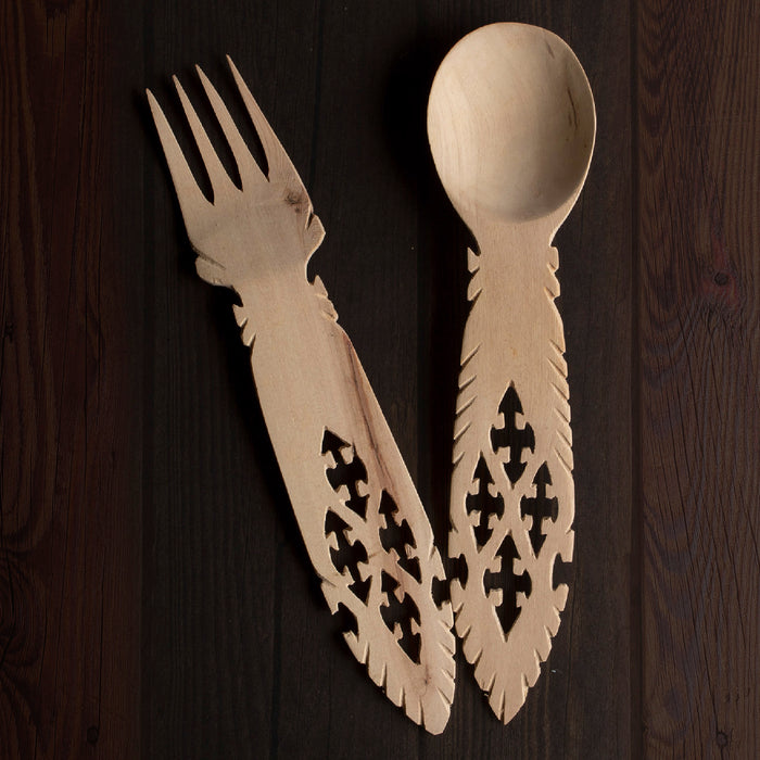 Udayagiri Wooden Cutlery - Serving Spoon and Fork Set