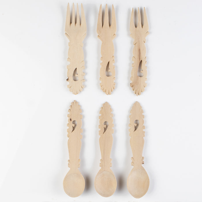 Udayagiri Wooden Cutlery - Small Spoon and Fork (Set of 6)