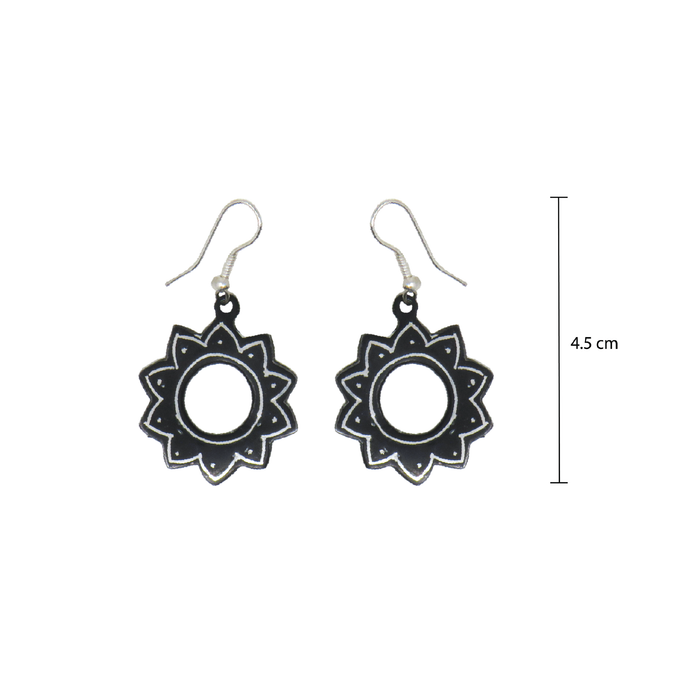 Bidriware Pure Silver Inlay Sunflower earrings