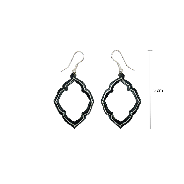 Bidriware Pure Silver Inlay Flower shaped  Hollow Earrings
