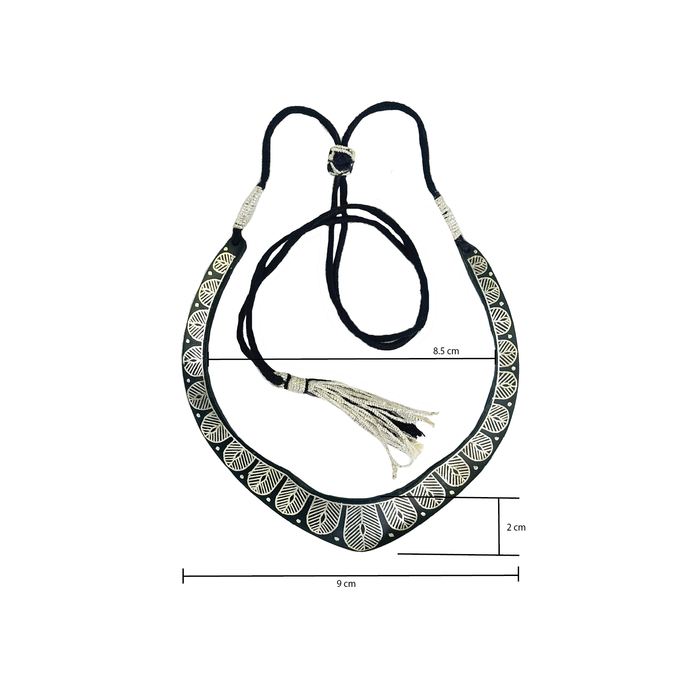 Bidriware Pure Silver Inlay Necklace with Inverted Arch Motif