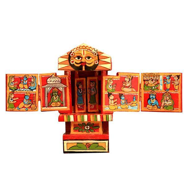 Small Kavad Crafted Ram and Krishna Story Box (Made to Order) - TVAMI