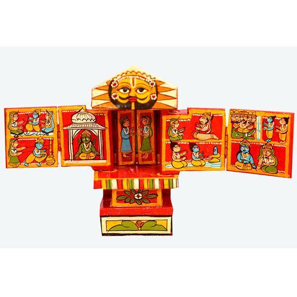 Small Kavad Crafted Ram and Krishna Story Box (Made to Order) - TVAMI