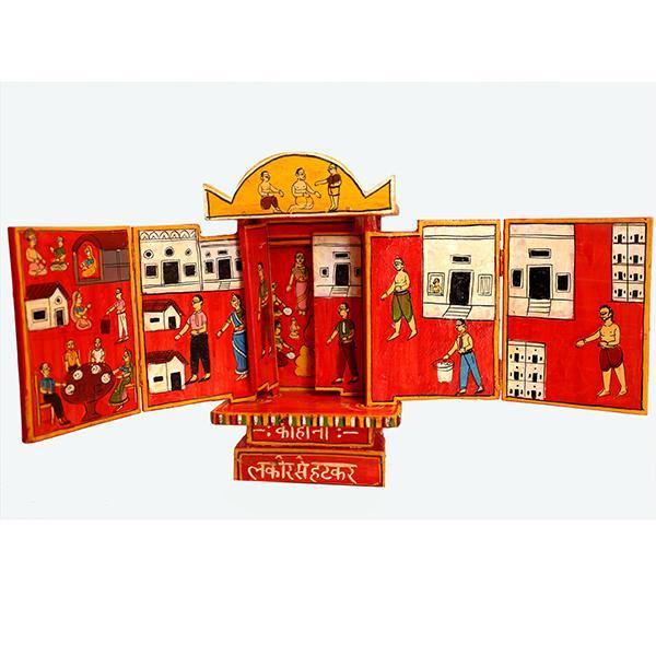 Kavad-craft, story box, table decor, handpainted craft, foldable craft, laker se harder story box, moral story box,