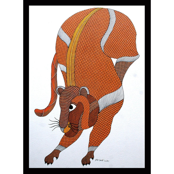 Gond Painting on Handmade Paper of Bagh Baghwa — TVAMI