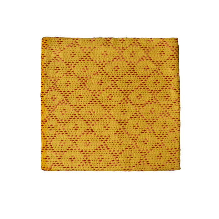 Yellow Cotton Blouse with Red Kantha Embroidery Work