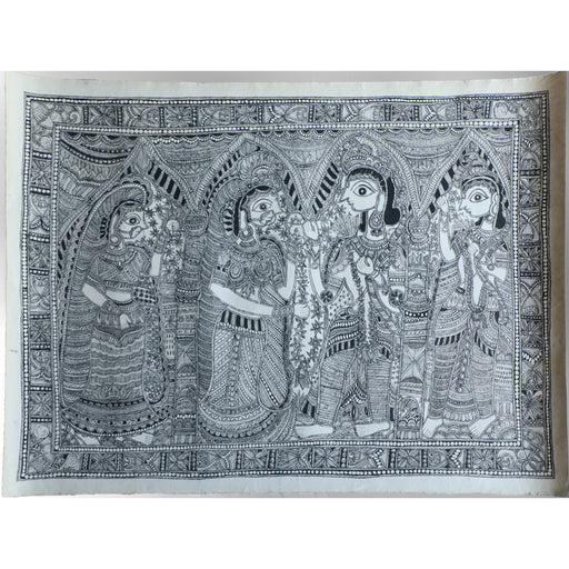 Madhubani art, mithila painting, handmade paper painting, Swayamvar painting, folk art, Maithili art, Swayamvar pen art, Swayamvar wall decor, Swayamvar art, Swayamvar mithilan art, Bihari Art, 