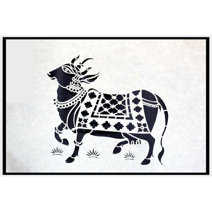 Sanjhi Paper Cut Artwork of Kamadhenu, Sanjhi cut work, Art handiwork of Kamadhenu, Art handiwork of wish cow, Uttar Pradesh Art, Nature painting, Paper painting, papercut Sanjhi, Sanjhi Art, handmade, home decor, handicraft,