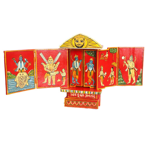 Kavad-craft, story box, table decor, Lord Vishnu motif, handpainted craft, foldable craft, dasavatar of lord vishnu story box, 