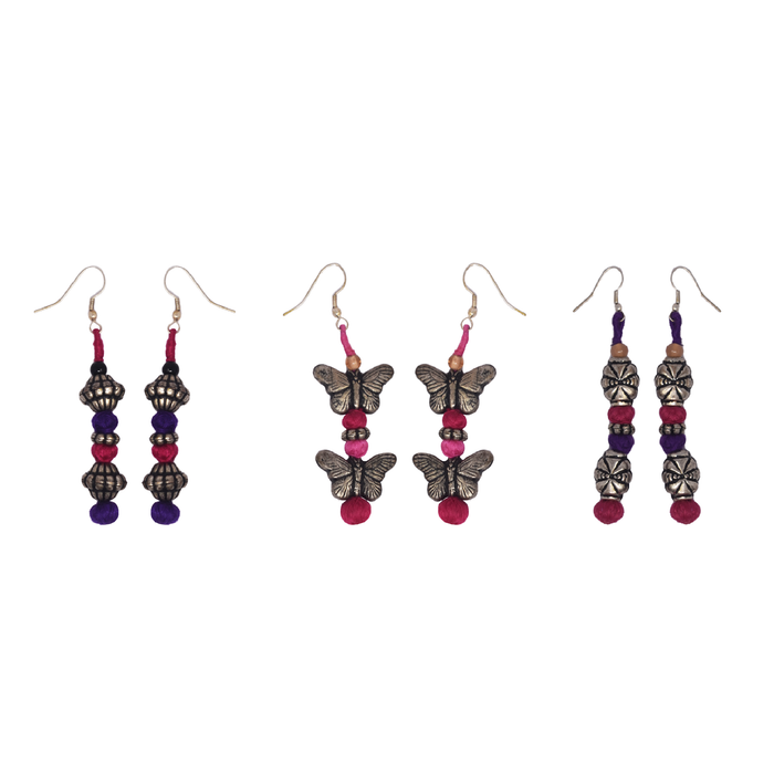 Handcrafted Patwa earrings (Assorted set of 3 - large)