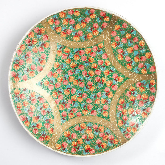 Gold and Floral Papier Mache Wall Plate - TVAMI
