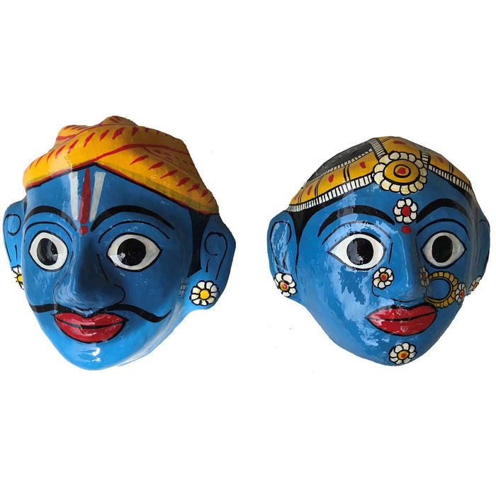 Nakashi mask, blue mask, kidengage, art, blue Nakashi mask, face mask, saw dust, tamarind seed, Telangana art