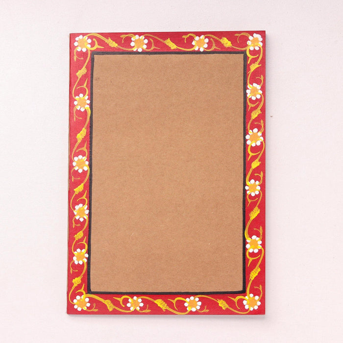 Red Cheriyal Painting of Floral Border on Notebook - TVAMI