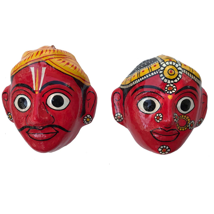 Handcrafted Cheriyal Mask of a Rural Couple