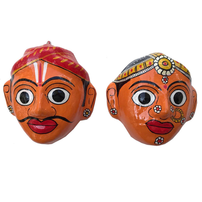 Handcrafted Cheriyal Mask of a Rural Couple